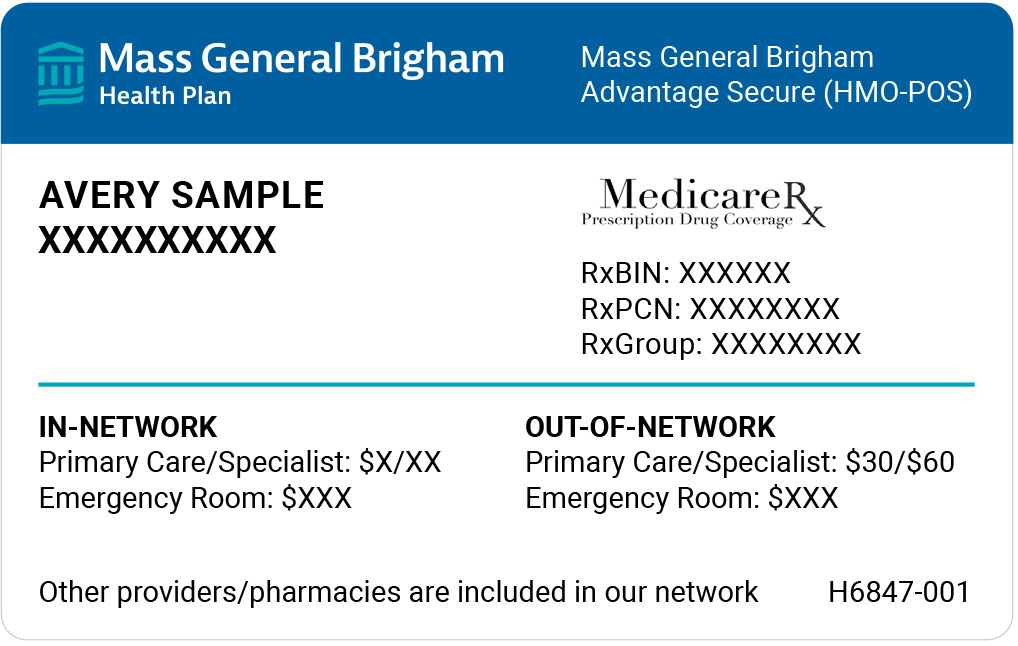 Mass General Brigham Advantage Secure (HMO-POS) plan member ID card